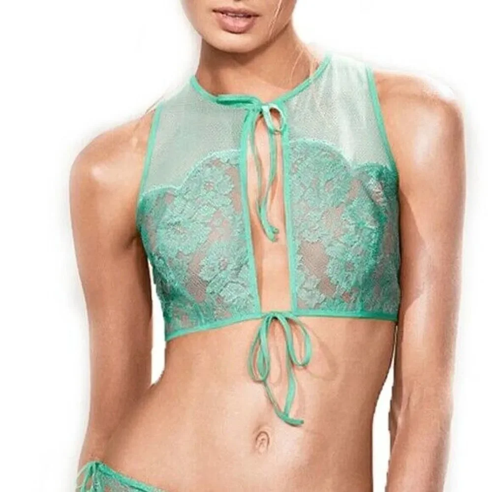 Victoria's Secret Sleepwear Crop Top Green Mint Mesh Size Small